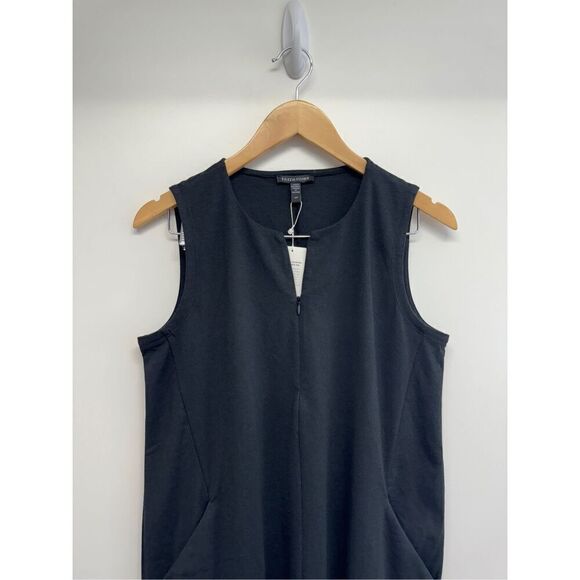 Eileen Fisher Dress Size Small Black Knee Length Easy Fit Front Zip - Picture 6 of 10